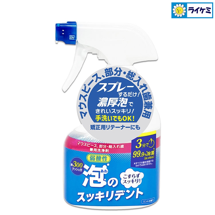 泡のスッキリデント マウスピース、部分・総入れ歯兼用洗浄剤 300mL